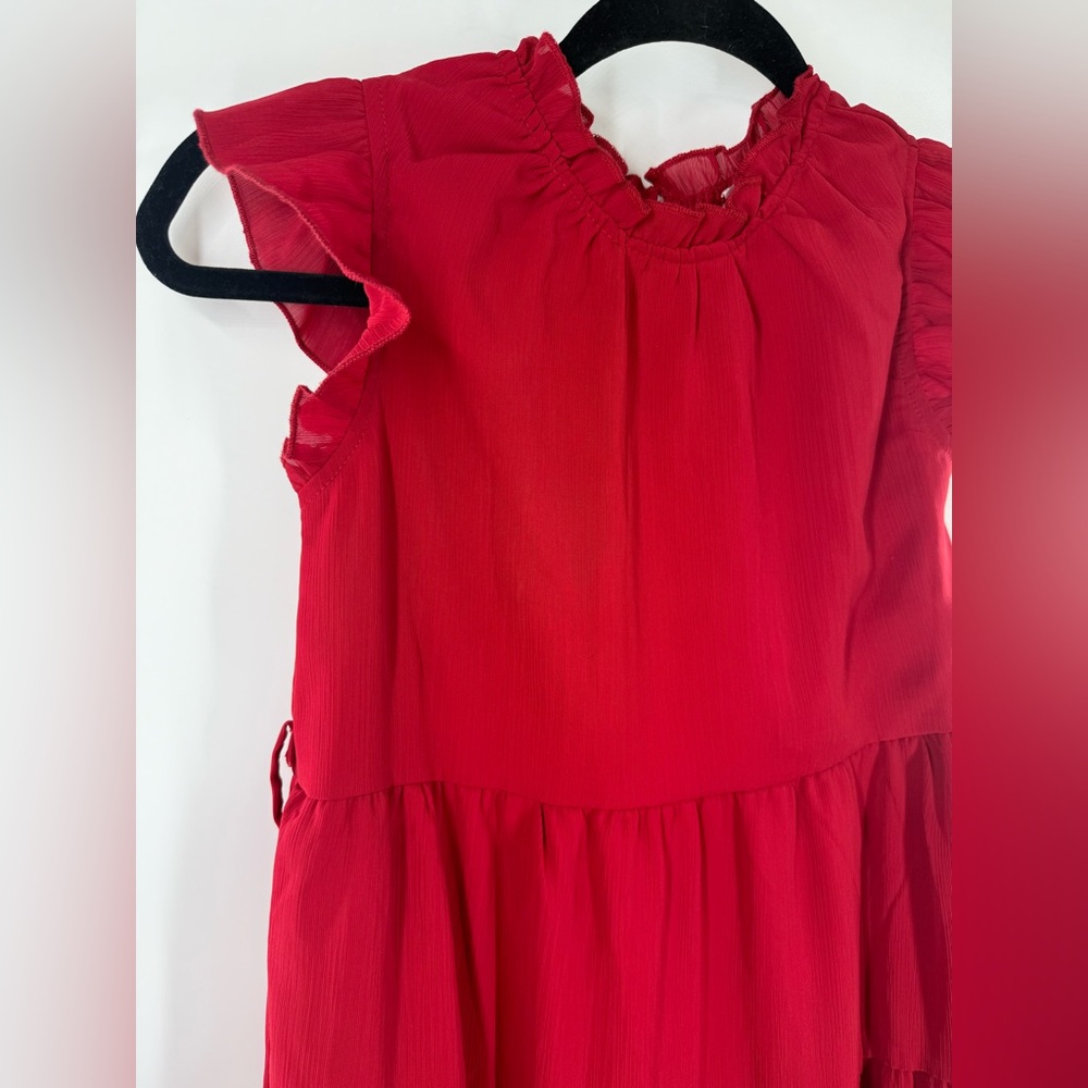 EUC Arshiner Red Ruffle Neck Dress - Picture 4 of 8